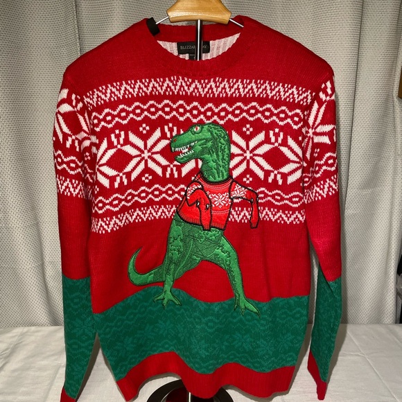 Blizzard Bay Other - Dinosaur Holiday Sweater in Red and Green
